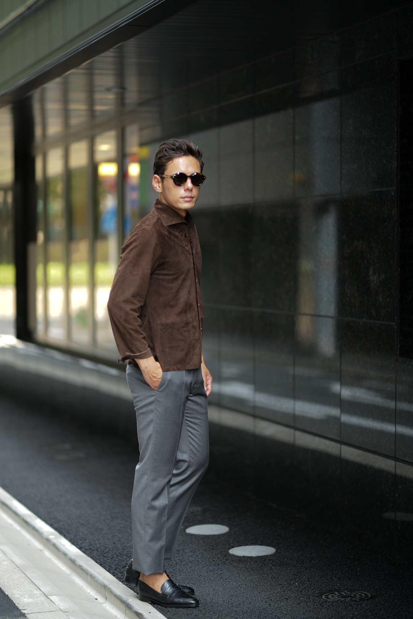 Alfredo Rifugio (アルフレード リフージオ) SS326 CAMOSCIO Summer Suede Leather Shirts サマースウェード レザーシャツ BROWN (ブラウン) made in italy (イタリア製) 2019 春夏 alfredorifujio アルフレードリフージオ 愛知 名古屋 Alto e Diritto アルト エ デリット alto e diritto アルトエデリット レザージャケット 素肌にレザー 42,44,46,48,50,52