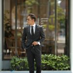 De Petrillo (デ ペトリロ) NAPOLI (ナポリ) ペンシルストライプ 段返り3B スーツ CHARCOAL GRAY (チャコールグレー・70) Made in italy (イタリア製) 2018　秋冬新作 depetrillo デペトリロ 愛知 名古屋 ZODIAC ゾディアック alto e diritto アルトエデリット