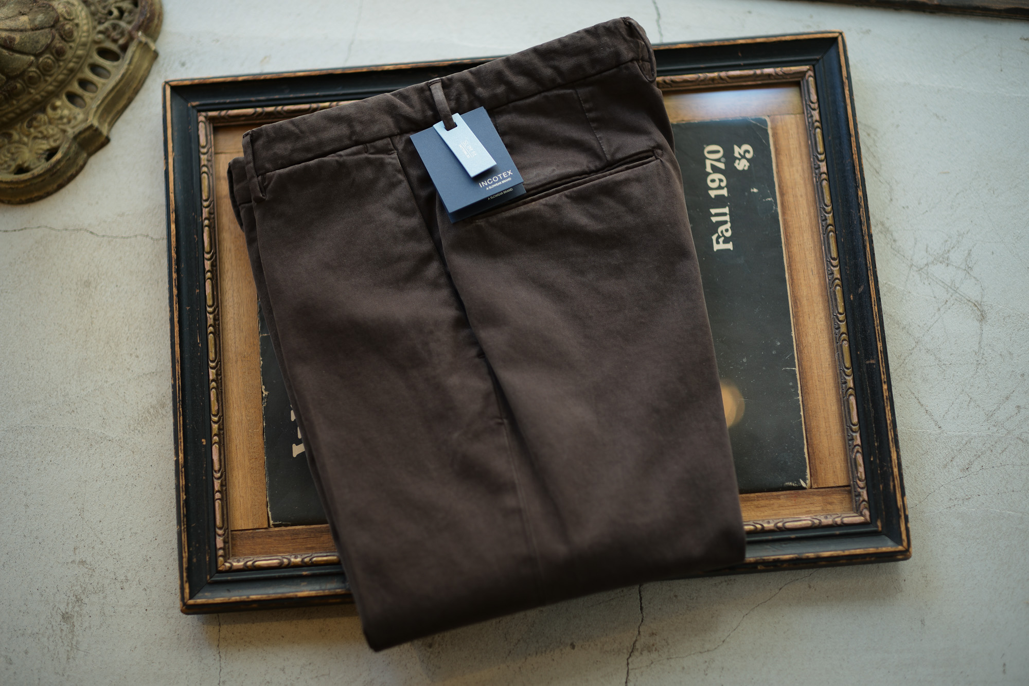 INCOTEX (インコテックス) 1AGW30 SLIM FIT GARMENT DYED COMFORT CHINO コットン ストレッチ スラックス BROWN (ブラウン・618) 2018 秋冬新作 愛知 名古屋 alto e diritto アルトエデリット チノパンツ チノスラックス