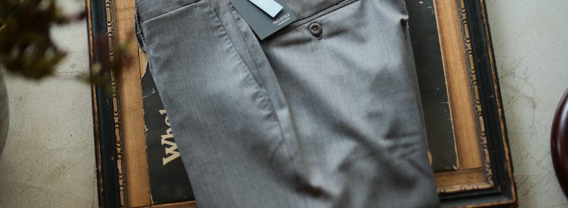 INCOTEX (インコテックス) N35 SLIM FIT (1NT035) SUPER 100'S WOOLLEN TWILL サージウール スラックス MEDIUM GRAY (ミディアムグレー・912) 2018 秋冬新作 incotex 愛知 名古屋 ZODIAC ゾディアック alto e diritto アルトエデリット グレスラ グレースラックス