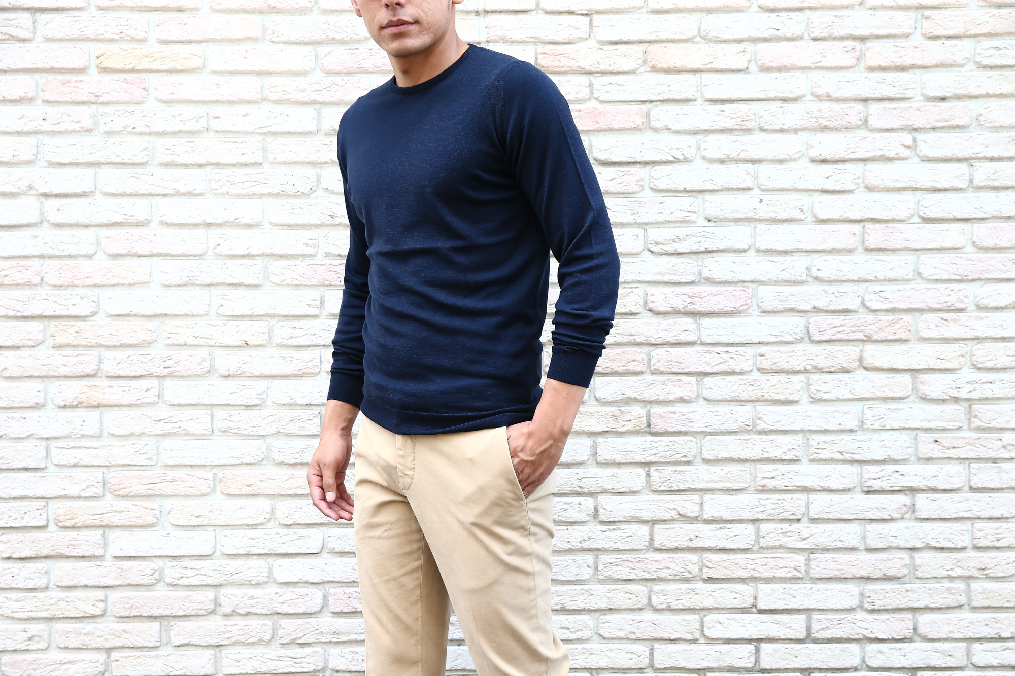 JOHN SMEDLEY (ジョンスメドレー) SICILY (シシリー) 30G Merino Wool (30ゲージメリノウール) クルーネックセーター MIDNIGHT (ミッドナイト) Made in England (イギリス製)　2018 秋冬 johnsmedley ジョンスメドレー 愛知 名古屋 Alto e Diritto アルト エ デリット alto e diritto アルトエデリット