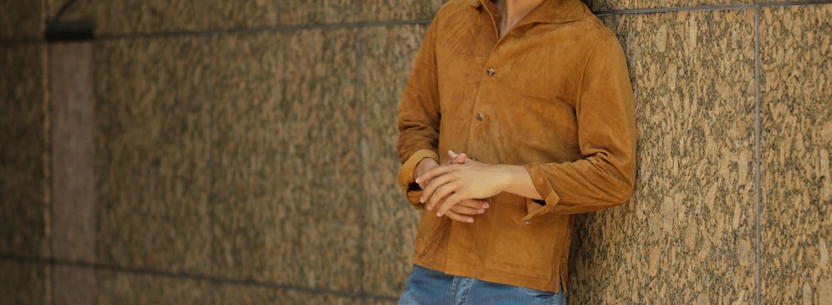 Alfredo Rifujio (アルフレード リフージオ) SS326 CAMOSCIO Summer Suede Leather Shirts サマースウェード レザーシャツ CAMEL (キャメル) made in italy (イタリア製) 2019 春夏 【ご予約受付中】alfredorifujio アルフレードリフージオ 愛知 名古屋 ZODIAC ゾディアック alto e diritto アルトエデリット レザージャケット 素肌にレザー 42,44,46,48,50,52