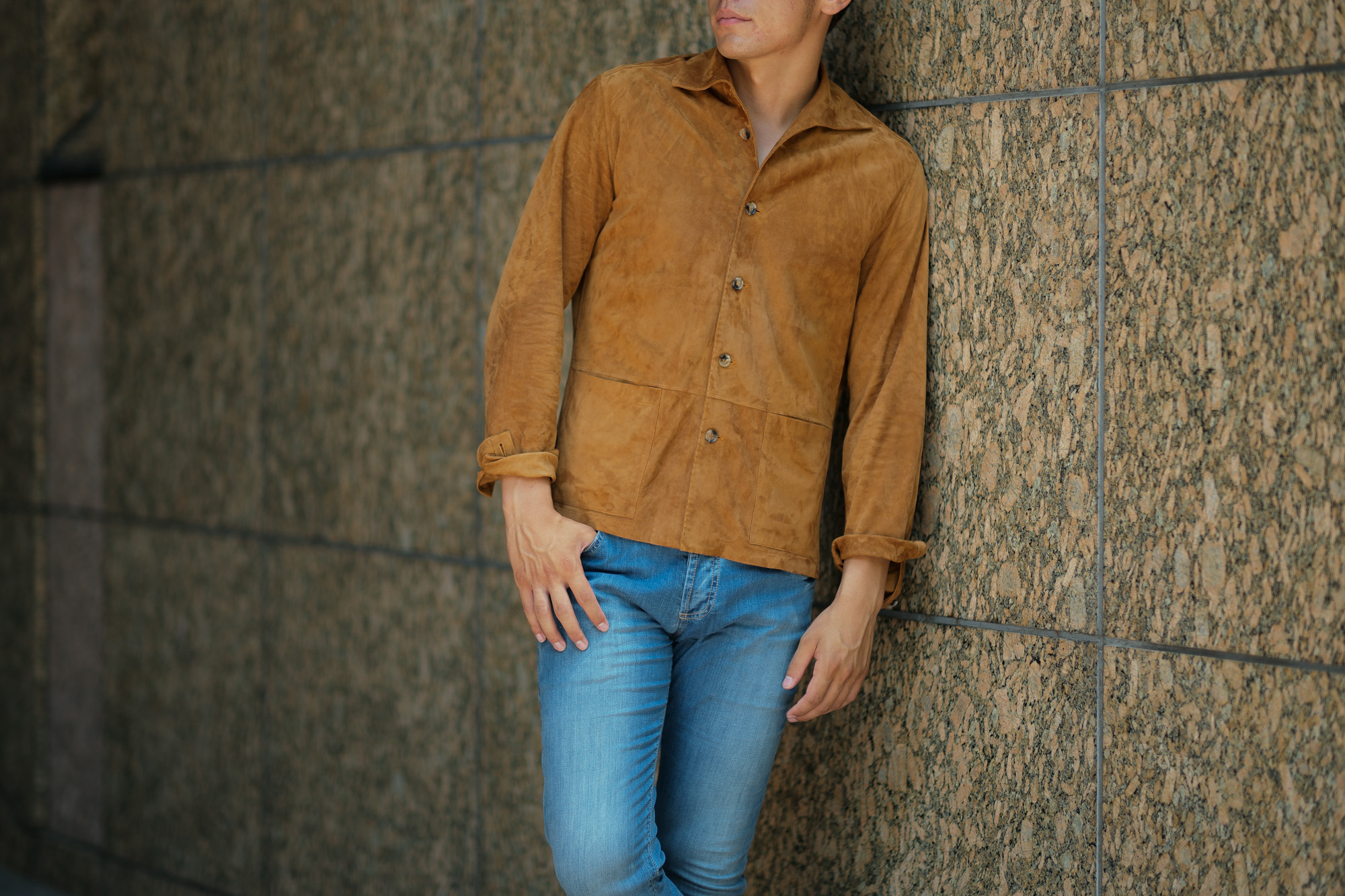 Alfredo Rifugio (アルフレード リフージオ) SS326 CAMOSCIO Summer Suede Leather Shirts サマースウェード レザーシャツ CAMEL (キャメル) made in italy (イタリア製) 2019 春夏 【ご予約受付中】alfredorifujio アルフレードリフージオ 愛知 名古屋 Alto e Diritto アルト エ デリット alto e diritto アルトエデリット レザージャケット 素肌にレザー 42,44,46,48,50,52