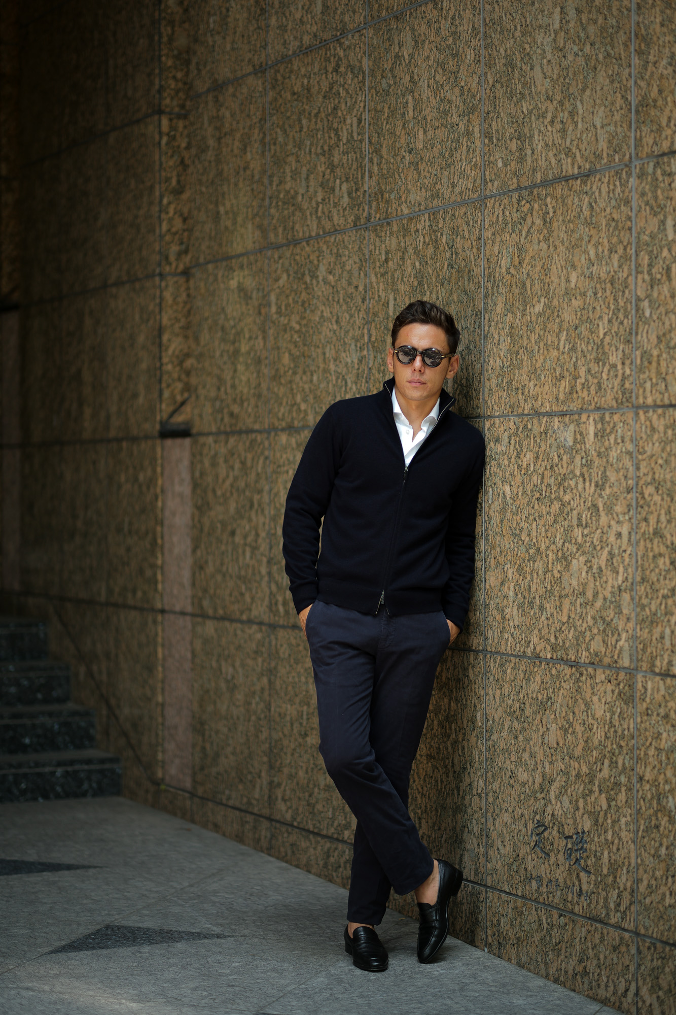 Cruciani (クルチアーニ) Cashmere Zip Up Cardigan (カシミヤ ジップアップ カーディガン) Cashmere 100% ハイゲージ カシミヤニット カーディガン NAVY (ネイビー・201473) made in italy (イタリア製) 2018 秋冬新作 愛知 名古屋 Alto e Diritto アルト エ デリット alto e diritto アルトエデリット