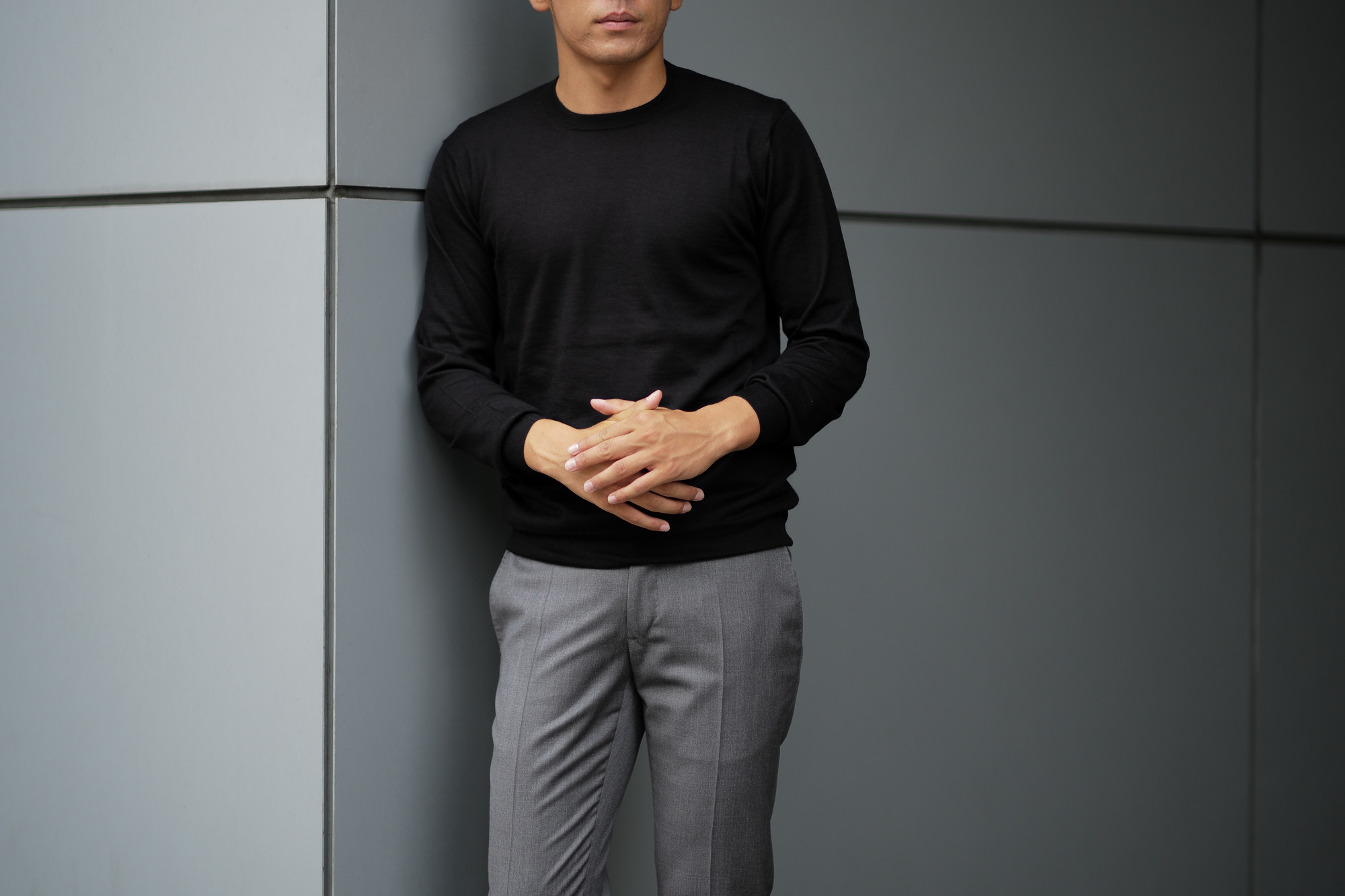  Cruciani (クルチアーニ) Silk Cashmere Crew Neck Sweater (シルクカシミヤ クルーネック セーター) ハイゲージ シルクカシミヤニット セーター BLACK (ブラック・NERO) made in italy (イタリア製) 2018 秋冬新作 愛知 名古屋 Alto e Diritto アルト エ デリット alto e diritto アルトエデリット