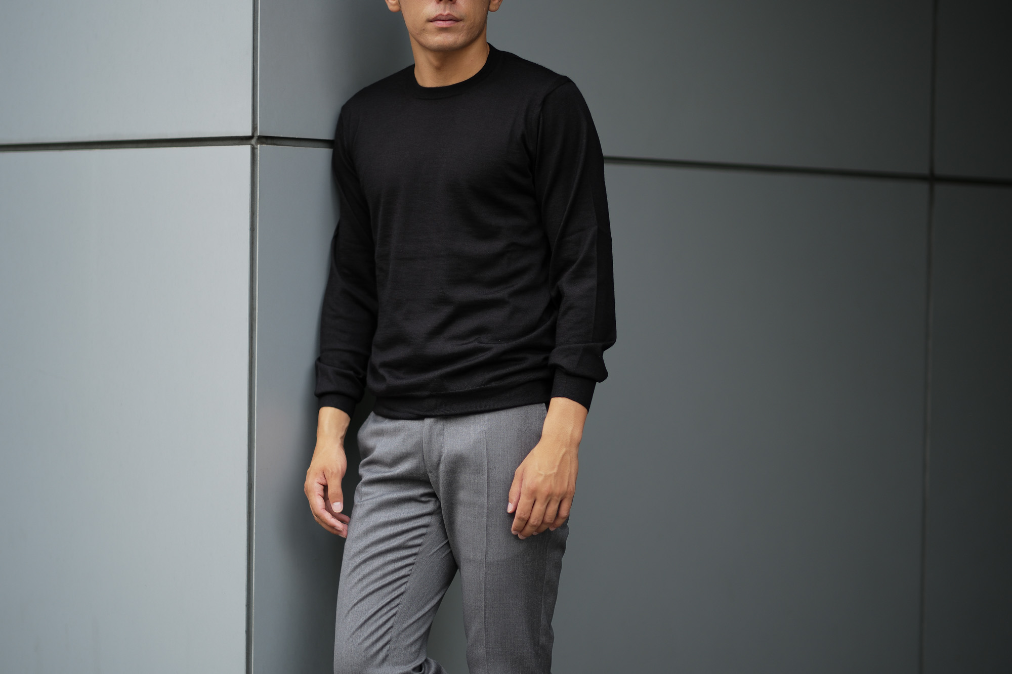  Cruciani (クルチアーニ) Silk Cashmere Crew Neck Sweater (シルクカシミヤ クルーネック セーター) ハイゲージ シルクカシミヤニット セーター BLACK (ブラック・NERO) made in italy (イタリア製) 2018 秋冬新作 愛知 名古屋 Alto e Diritto アルト エ デリット alto e diritto アルトエデリット