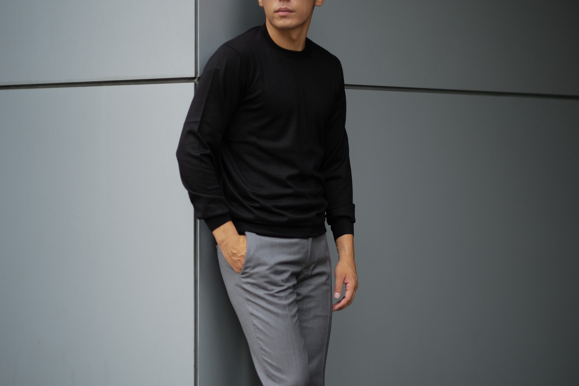  Cruciani (クルチアーニ) Silk Cashmere Crew Neck Sweater (シルクカシミヤ クルーネック セーター) ハイゲージ シルクカシミヤニット セーター BLACK (ブラック・NERO) made in italy (イタリア製) 2018 秋冬新作 愛知 名古屋 Alto e Diritto アルト エ デリット alto e diritto アルトエデリット