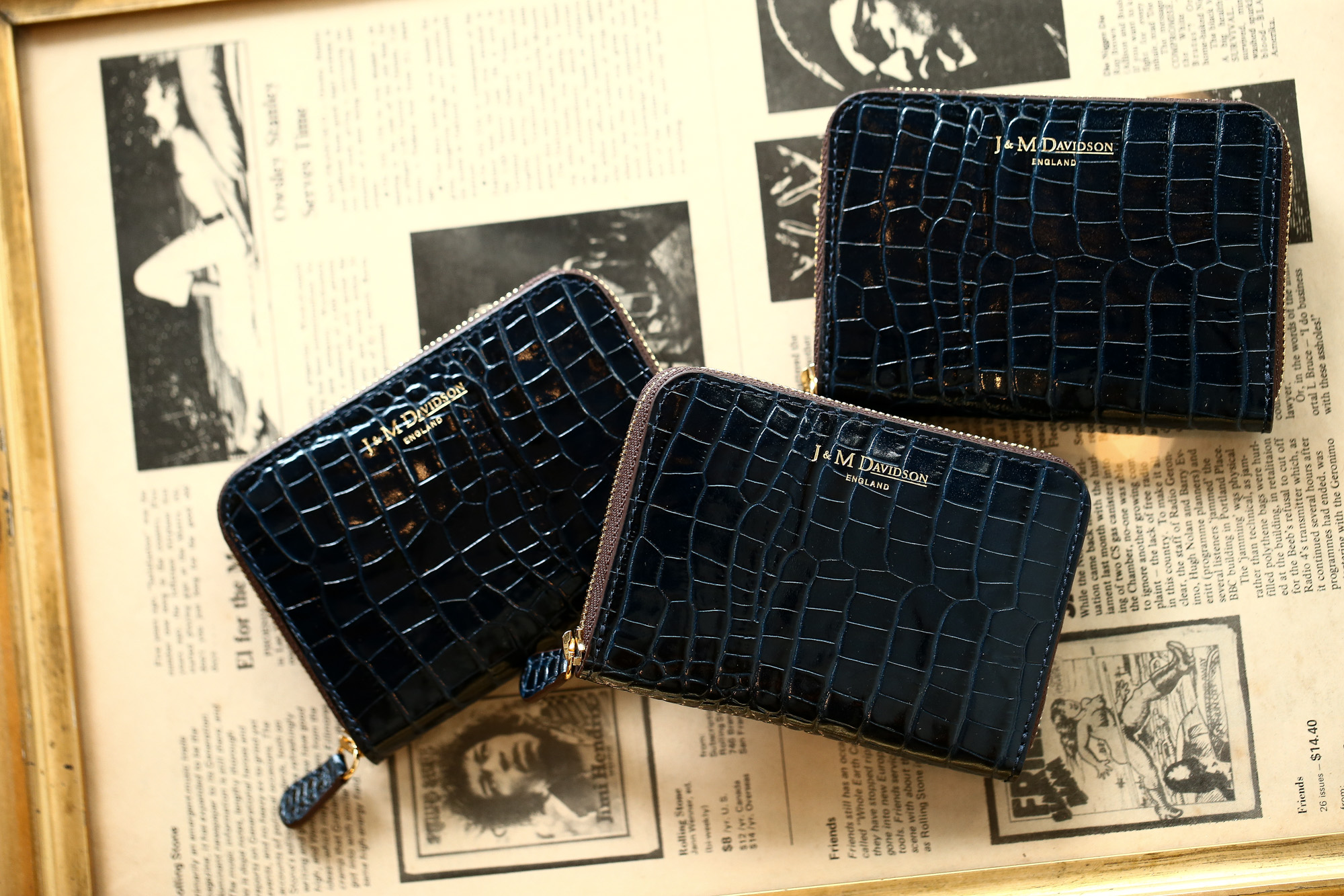 J&M DAVIDSON (ジェイアンドエムデヴィッドソン) SMALL ZIP PURSE (スモール ジップ パース) 7444 SMALL MOCK CROC (クロコダイル型押し) 折財布 ショートウォレット NAVY / NAVY (ネイビー / ネイビー・3901) Made in spain (スペイン製) 2018 秋冬新作 jandmdavidson jmdavidson ウォレット ジェイエム 愛知 名古屋 Alto e Diritto アルト エ デリット alto e diritto アルトエデリット