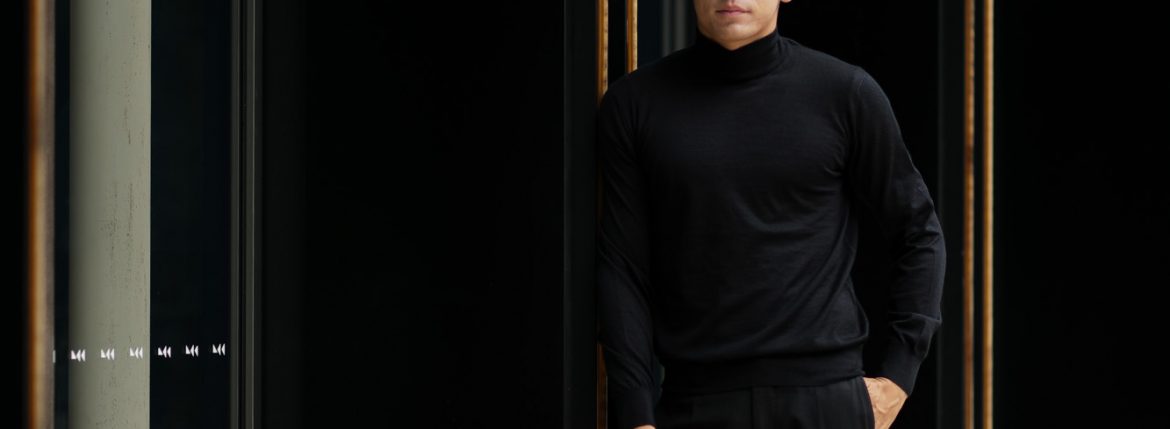 Cruciani (クルチアーニ) Cashmere Mock Neck Sweater (カシミヤ モックネック セーター) Cashmere 100% ハイゲージ カシミヤニット モックネック セーター BLACK (ブラック・NERO) made in italy (イタリア製) 2018 秋冬新作 愛知 名古屋 alto e diritto アルトエデリット カシミヤ