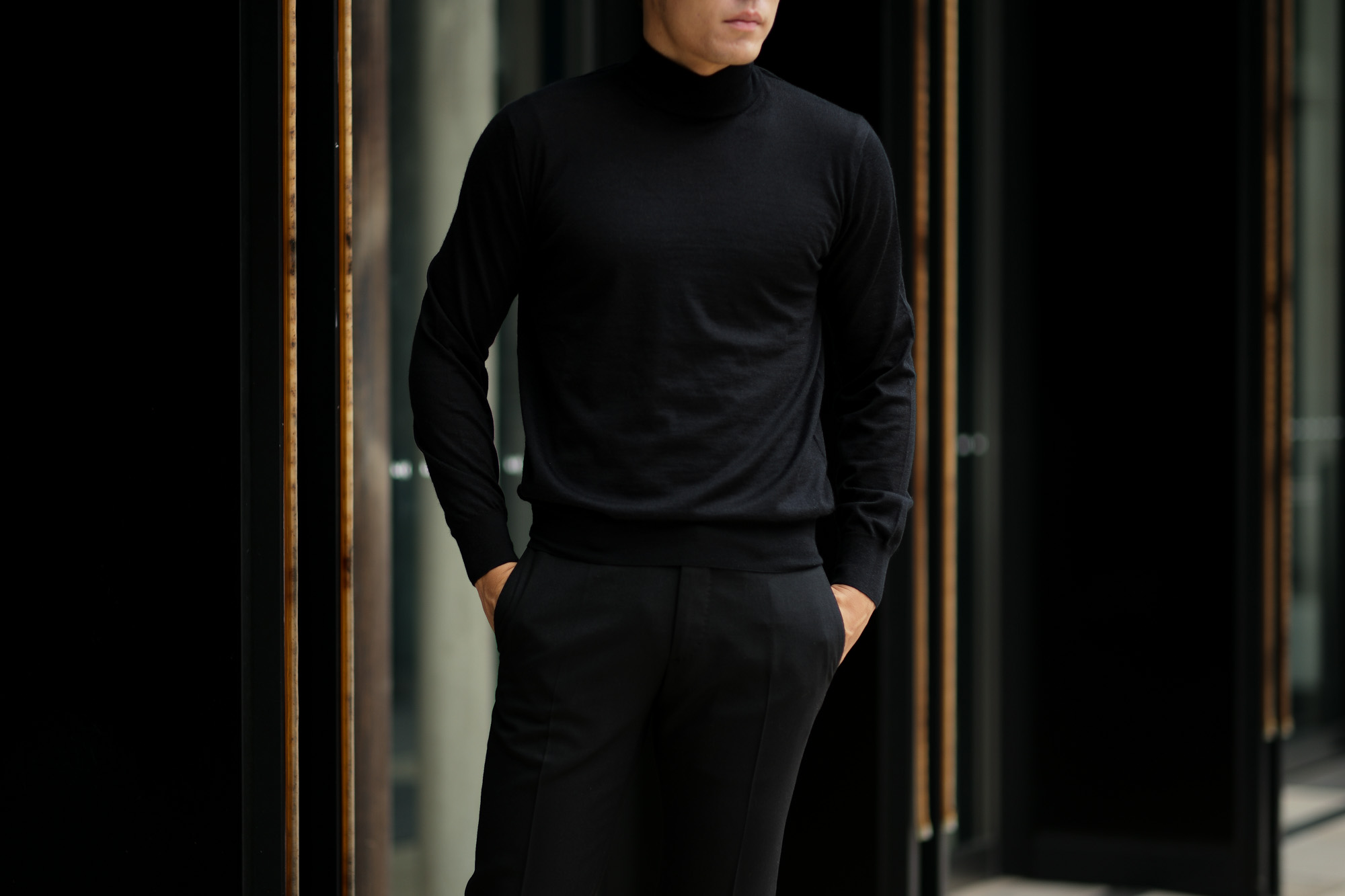 Cruciani (クルチアーニ) Cashmere Mock Neck Sweater (カシミヤ モックネック セーター) Cashmere 100% ハイゲージ カシミヤニット モックネック セーター BLACK (ブラック・NERO) made in italy (イタリア製) 2018 秋冬新作 愛知 名古屋 alto e diritto アルトエデリット カシミヤ