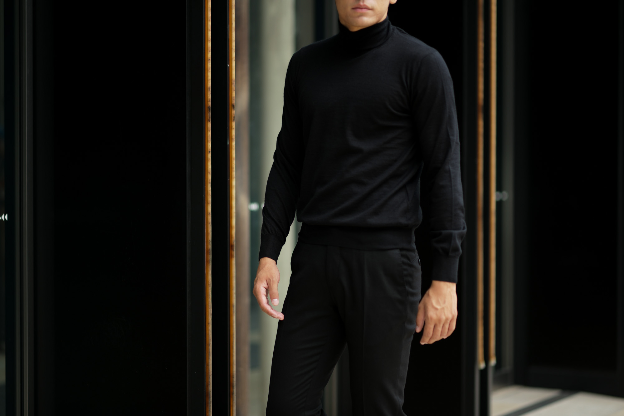 Cruciani (クルチアーニ) Cashmere Mock Neck Sweater (カシミヤ モックネック セーター) Cashmere 100% ハイゲージ カシミヤニット モックネック セーター BLACK (ブラック・NERO) made in italy (イタリア製) 2018 秋冬新作 愛知 名古屋 alto e diritto アルトエデリット カシミヤ