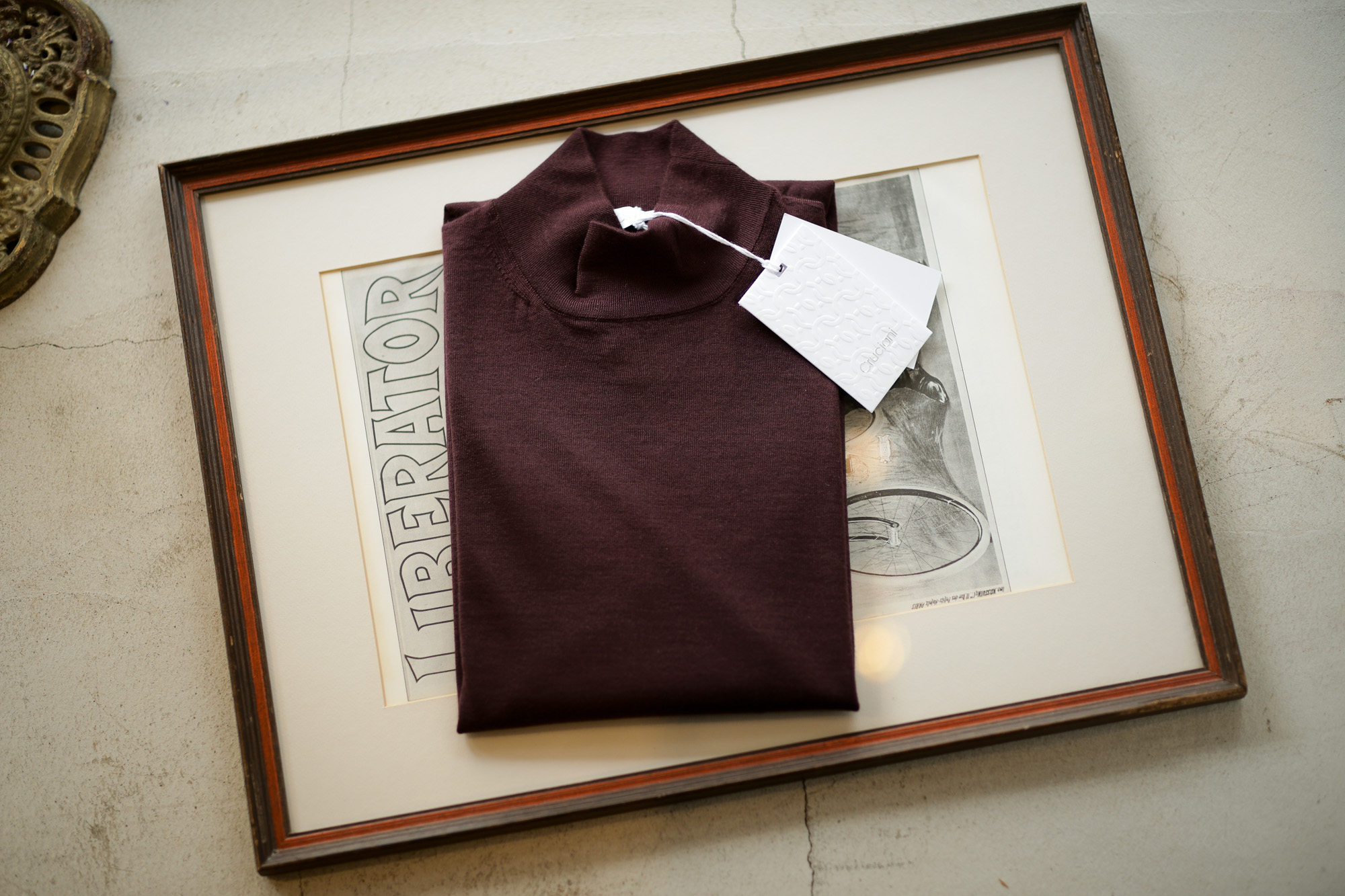 Cruciani (クルチアーニ) Cashmere Mock Neck Sweater (カシミヤ モックネック セーター) Cashmere 100% ハイゲージ カシミヤニット モックネック セーター BORDEAUX (ボルドー・31580) made in italy (イタリア製) 2018 秋冬新作 愛知 名古屋 alto e diritto アルトエデリット カシミヤ