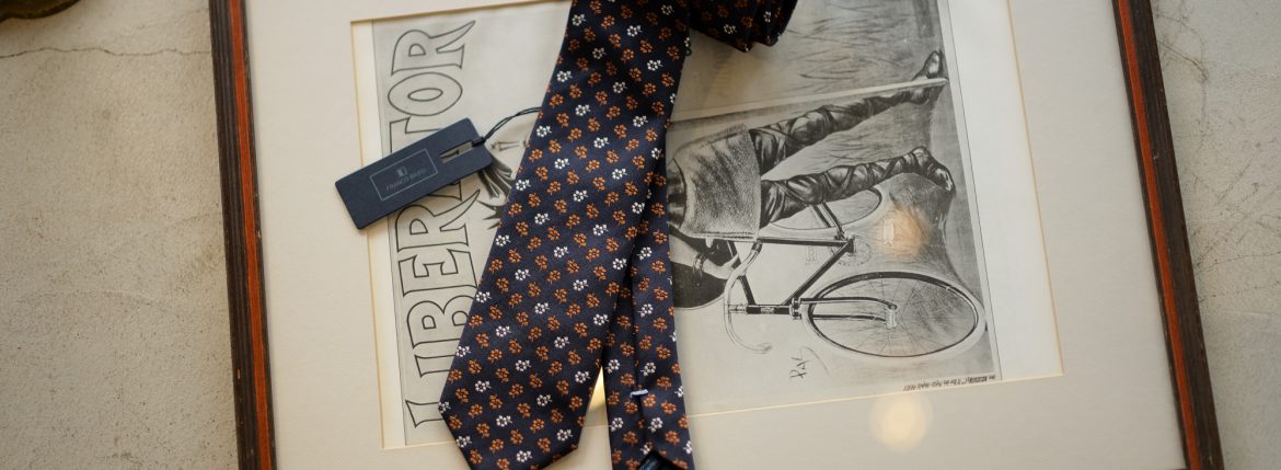 FRANCO BASSI (フランコバッシ) FLOWER TIE (フラワータイ) シルク ジャガード フラワー ネクタイ NAVY (ネイビー・1) Made in italy (イタリア製) 2018 秋冬新作 francobassi 愛知 名古屋 alto e diritto altoediritto アルトエデリット