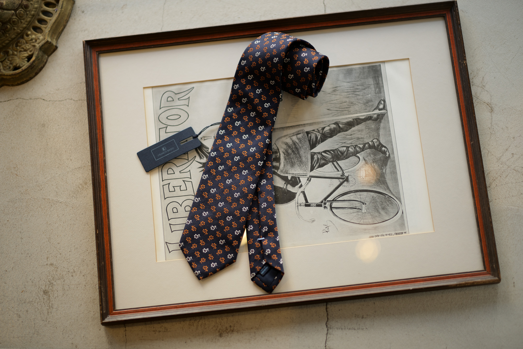 FRANCO BASSI (フランコバッシ) FLOWER TIE (フラワータイ) シルク ジャガード フラワー ネクタイ NAVY (ネイビー・1) Made in italy (イタリア製) 2018 秋冬新作 francobassi 愛知 名古屋 alto e diritto altoediritto アルトエデリット