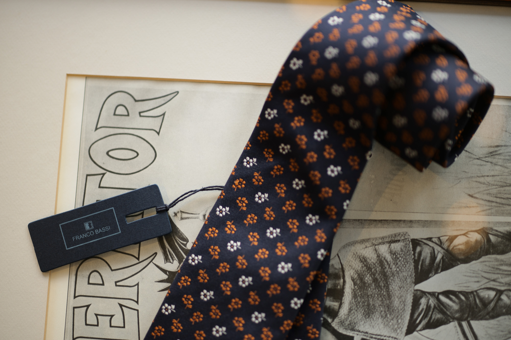 FRANCO BASSI (フランコバッシ) FLOWER TIE (フラワータイ) シルク ジャガード フラワー ネクタイ NAVY (ネイビー・1) Made in italy (イタリア製) 2018 秋冬新作 francobassi 愛知 名古屋 alto e diritto altoediritto アルトエデリット