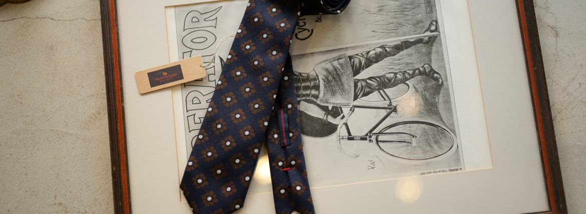 FRANCO BASSI (フランコバッシ) FLOWER TIE (フラワータイ) シルクコットン フラワー ネクタイ NAVY (ネイビー・4) Made in italy (イタリア製) 2018 秋冬新作のイメージ