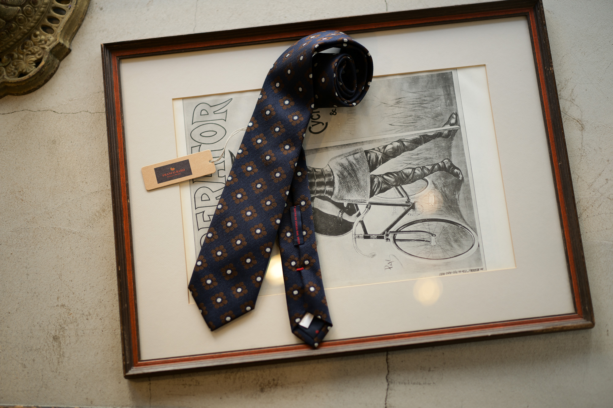 FRANCO BASSI (フランコバッシ) FLOWER TIE (フラワータイ) シルクコットン フラワー ネクタイ NAVY (ネイビー・4) Made in italy (イタリア製) 2018 秋冬新作 francobassi 愛知 名古屋 alto e diritto altoediritto アルトエデリット