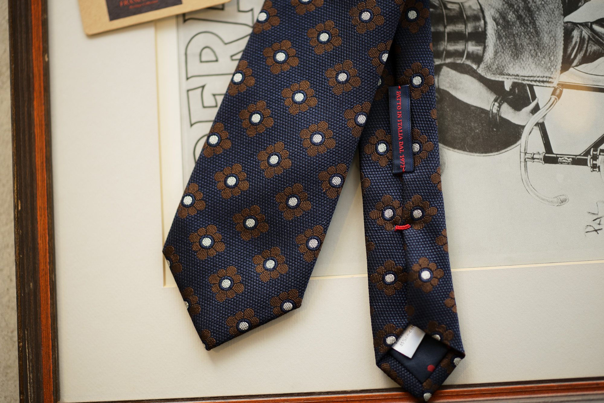 FRANCO BASSI (フランコバッシ) FLOWER TIE (フラワータイ) シルクコットン フラワー ネクタイ NAVY (ネイビー・4) Made in italy (イタリア製) 2018 秋冬新作 francobassi 愛知 名古屋 alto e diritto altoediritto アルトエデリット