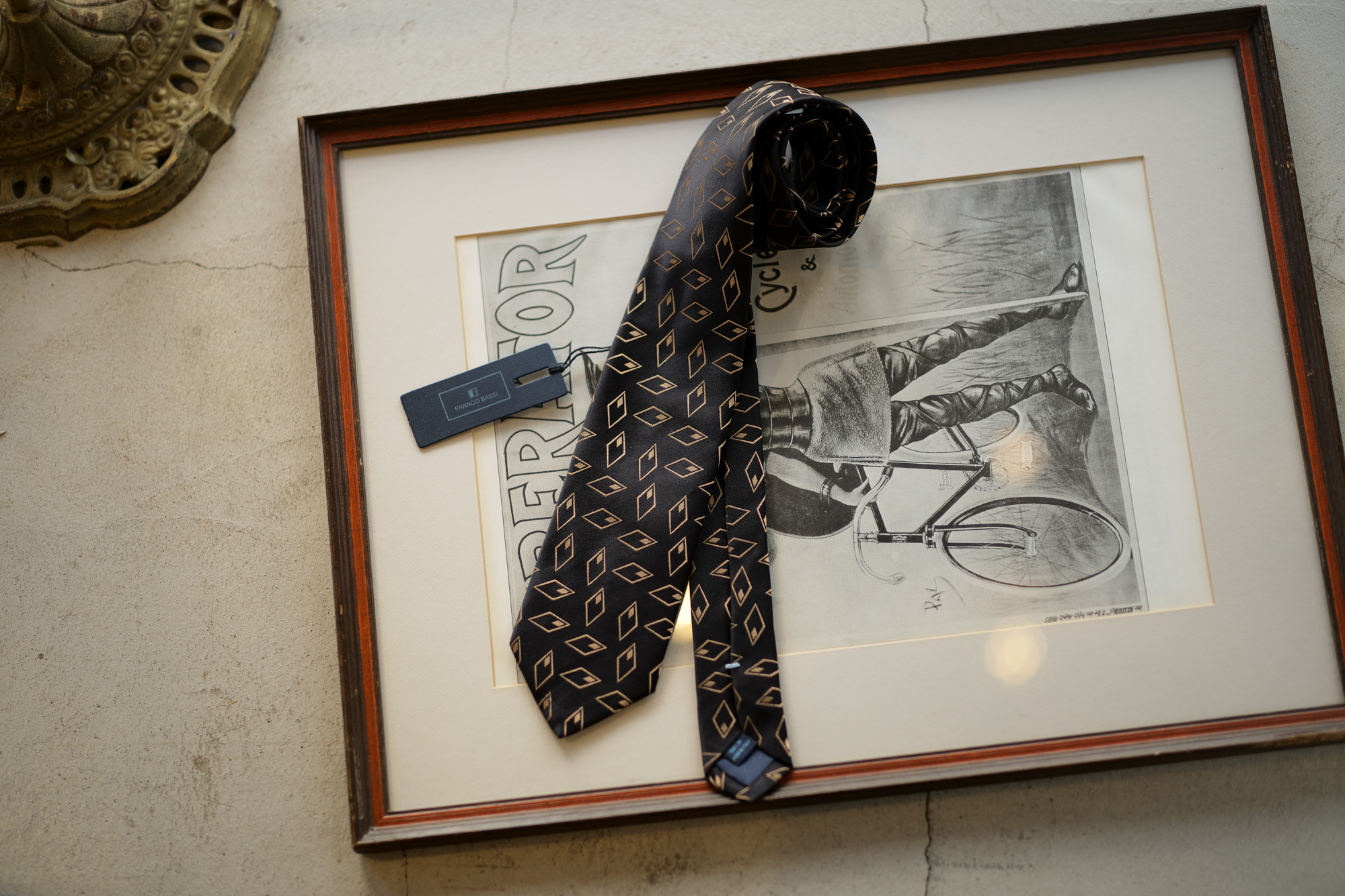 FRANCO BASSI (フランコバッシ) JACQUARD TIE (ジャガードタイ) シルク ジャガード 小紋柄 ネクタイ BLACK (ブラック・8) Made in italy (イタリア製) 2018 秋冬新作 francobassi 愛知 名古屋 alto e diritto altoediritto アルトエデリット