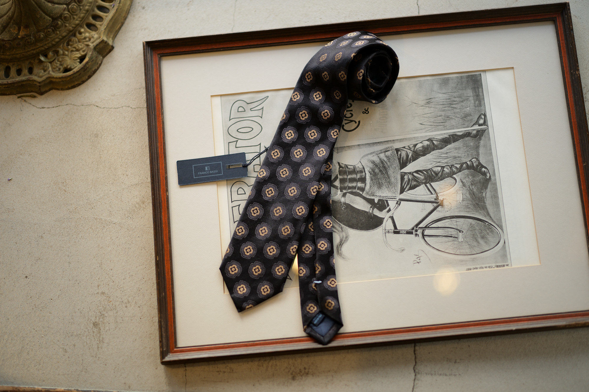 FRANCO BASSI (フランコバッシ) JACQUARD TIE (ジャガードタイ) シルク ジャガード 小紋柄 ネクタイ BLACK (ブラック・9) Made in italy (イタリア製) 2018 秋冬新作 francobassi 愛知 名古屋 alto e diritto altoediritto アルトエデリット