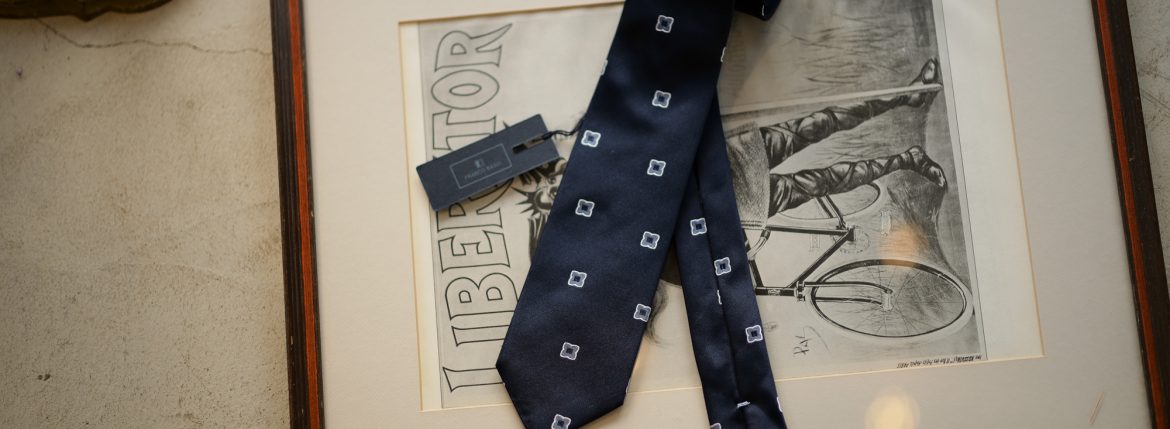 FRANCO BASSI (フランコバッシ) JACQUARD TIE (ジャガードタイ) シルク ジャガード 小紋柄 ネクタイ NAVY (ネイビー・2) Made in italy (イタリア製) 2018 秋冬新作 francobassi 愛知 名古屋 alto e diritto altoediritto アルトエデリット