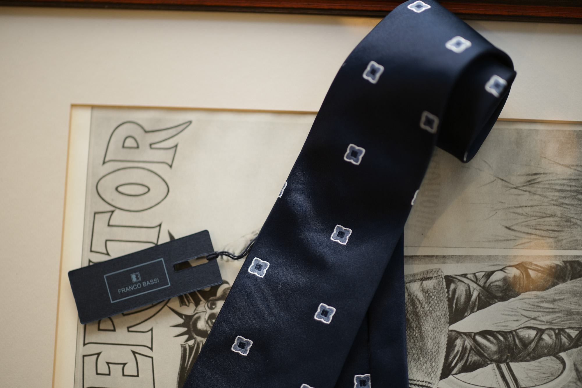 FRANCO BASSI (フランコバッシ) JACQUARD TIE (ジャガードタイ) シルク ジャガード 小紋柄 ネクタイ NAVY (ネイビー・2) Made in italy (イタリア製) 2018 秋冬新作 francobassi 愛知 名古屋 alto e diritto altoediritto アルトエデリット