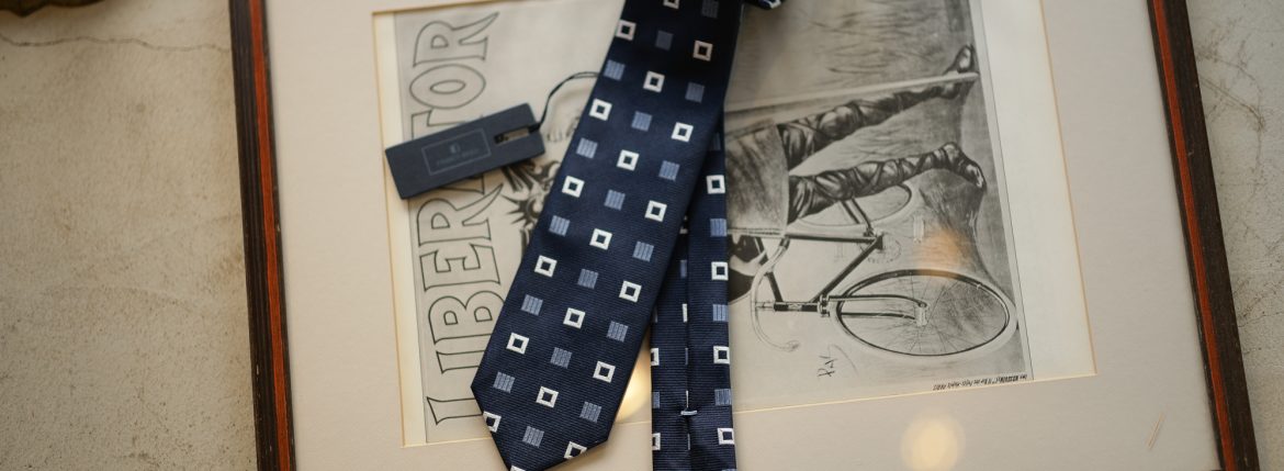 FRANCO BASSI (フランコバッシ) JACQUARD TIE (ジャガードタイ) シルク ジャガード 小紋柄 ネクタイ NAVY (ネイビー・4) Made in italy (イタリア製) 2018 秋冬新作 francobassi 愛知 名古屋 alto e diritto altoediritto アルトエデリット