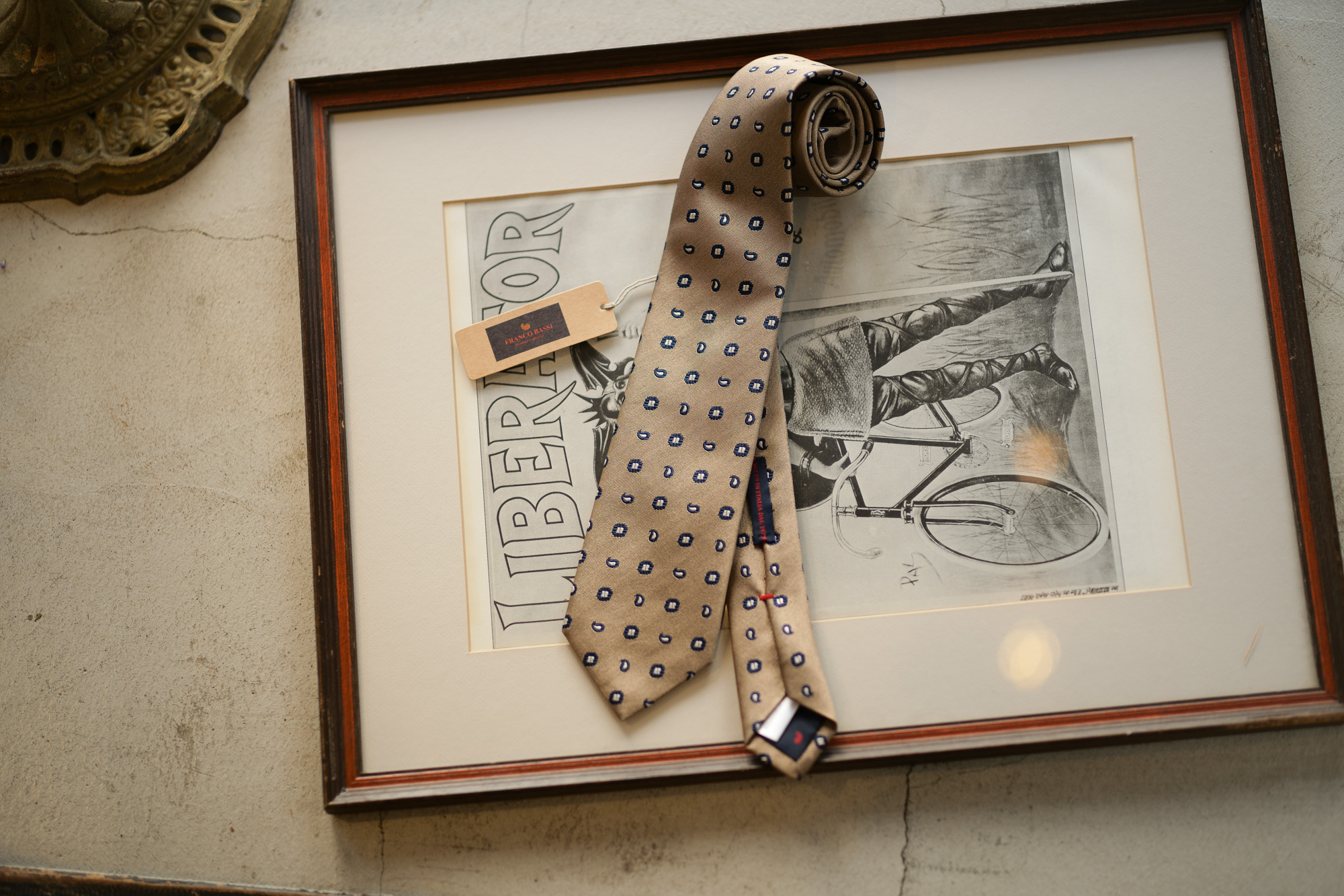 FRANCO BASSI (フランコバッシ) PAISLEY TIE (ペイズリータイ) シルクコットン ジャガード ペイズリー ネクタイ BEIGE (ベージュ・1) Made in italy (イタリア製) 2018 秋冬新作 francobassi flowertie 愛知 名古屋 altoediritto アルトエデリット