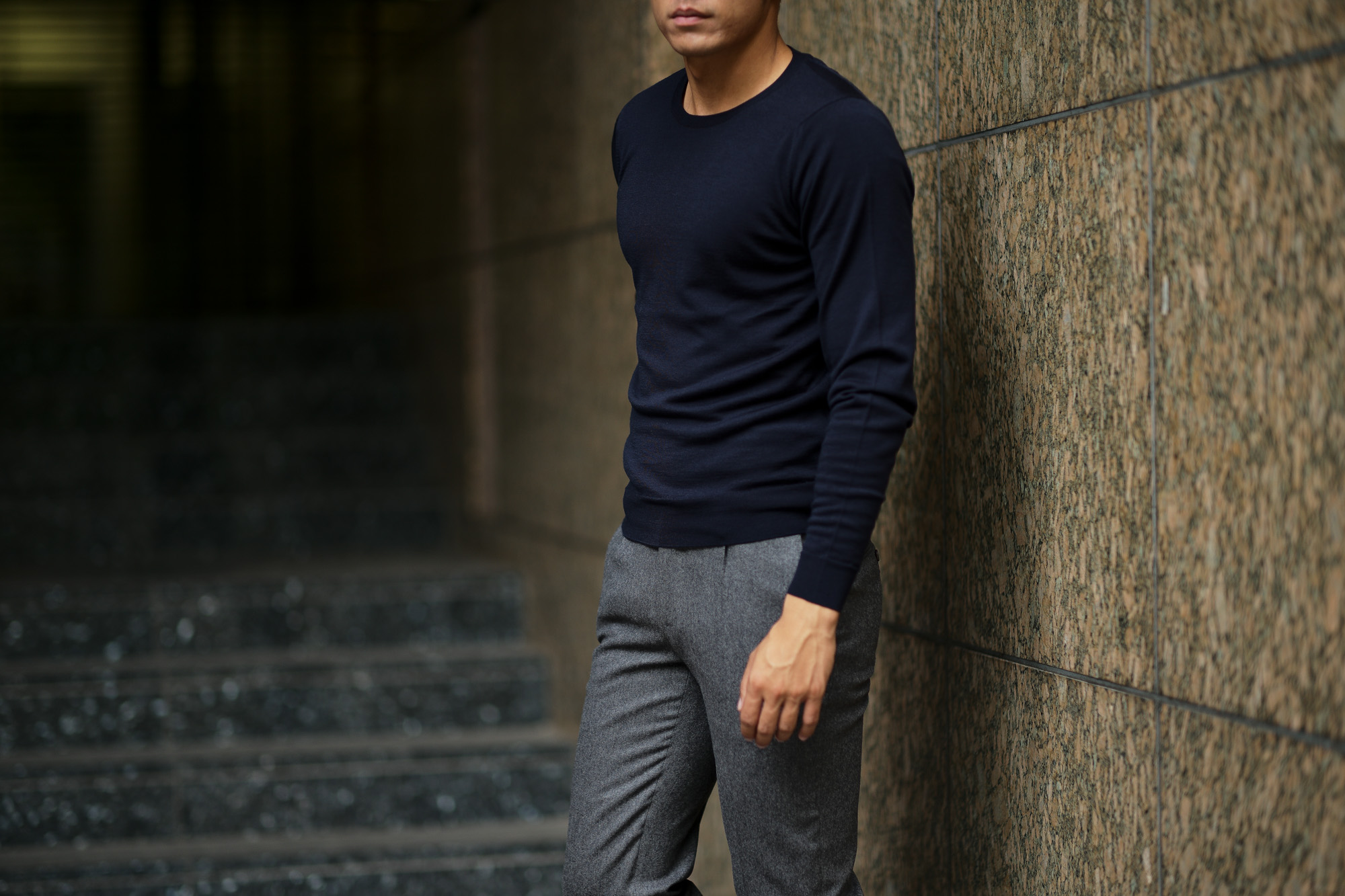 JOHN SMEDLEY (ジョンスメドレー) SICILY (シシリー) 30G Merino Wool (30ゲージメリノウール) クルーネックセーター MIDNIGHT (ミッドナイト) Made in England (イギリス製)　2018 秋冬新作 johnsmedley ジョンスメドレー 愛知 名古屋 Alto e Diritto アルト エ デリット alto e diritto アルトエデリット