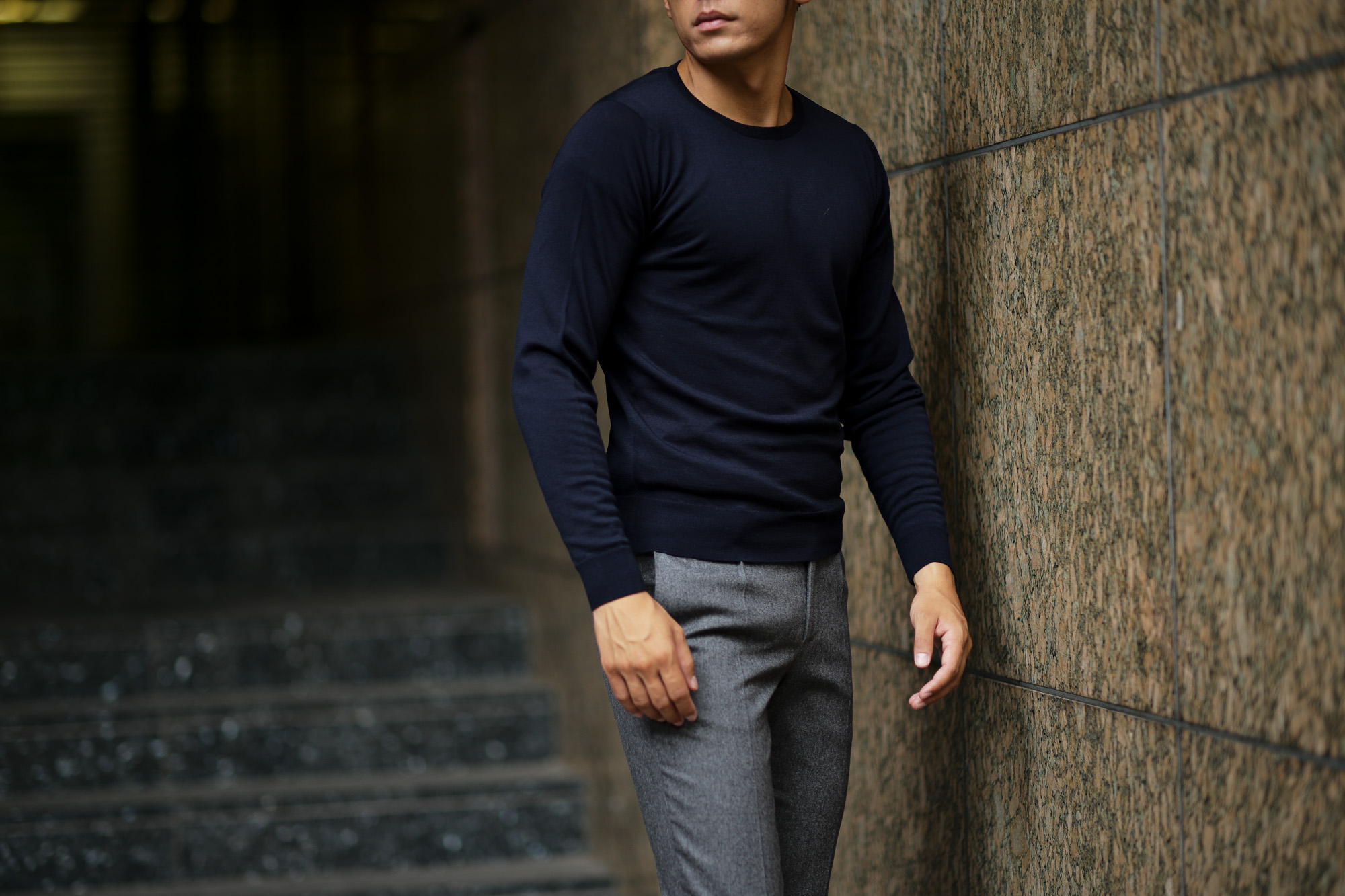 JOHN SMEDLEY (ジョンスメドレー) SICILY (シシリー) 30G Merino Wool (30ゲージメリノウール) クルーネックセーター MIDNIGHT (ミッドナイト) Made in England (イギリス製)　2018 秋冬新作 johnsmedley ジョンスメドレー 愛知 名古屋 Alto e Diritto アルト エ デリット alto e diritto アルトエデリット