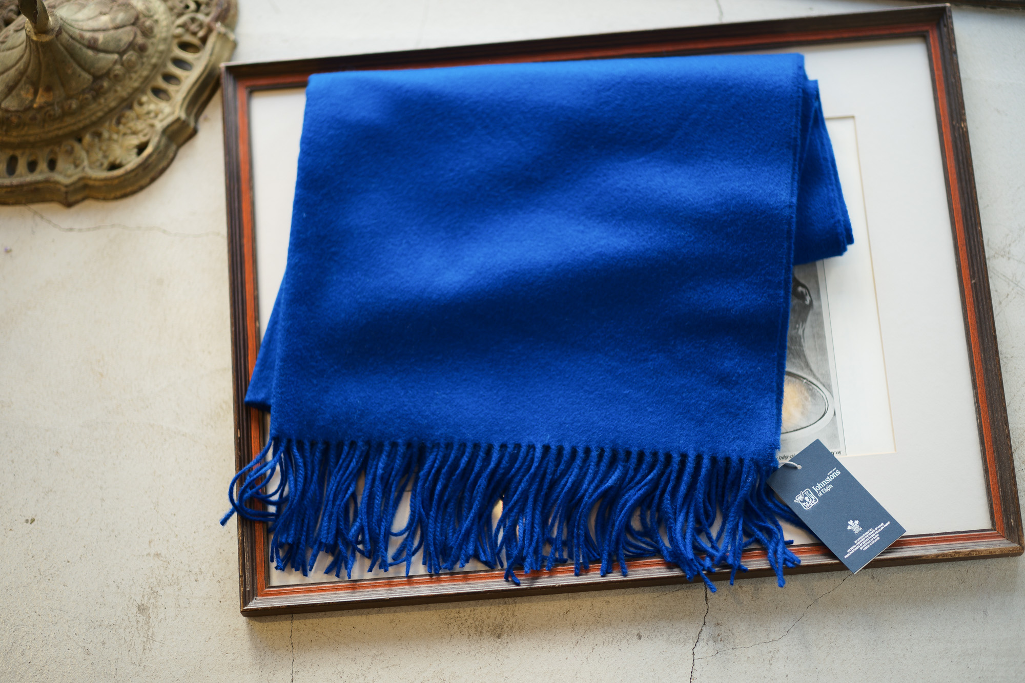 Johnstons (ジョンストンズ) WA56 STOLE Cashmere 100% カシミア 大判 ストール Bright Blue (ブライトブルー・SD0404) Made in Scotland (スコットランド製) 2018 秋冬新作 愛知　名古屋 alto e diritto アルトエデリット altoediritto