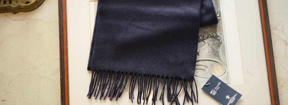 Johnstons (ジョンストンズ) WA57 MUFFLER STOLE Cashmere 100% カシミア マフラー Navy (ネイビー・SD0707) Made in Scotland (スコットランド製) 2018 秋冬新作 愛知 名古屋 alto e diritto altoediritto アルトエデリット ストール ジョンストンズ