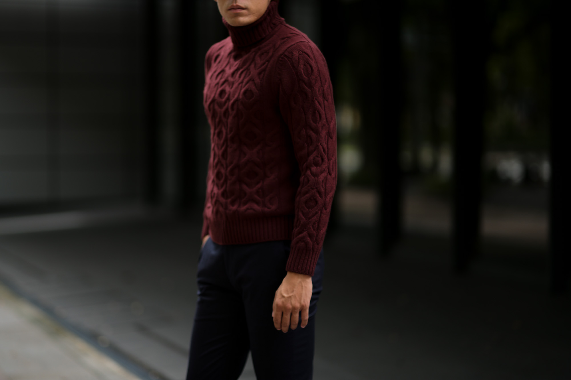 Settefili Cashmere (セッテフィーリ カシミア) Dolcevita Treccia Corona (カシミア タートルネック セーター) ローゲージ カシミア ニット セーター BORDEAUX (ボルドー・CG234) made in italy (イタリア製) 2018 秋冬新作 settefilicashmere 愛知 名古屋 alto e diritto アルトエデリット