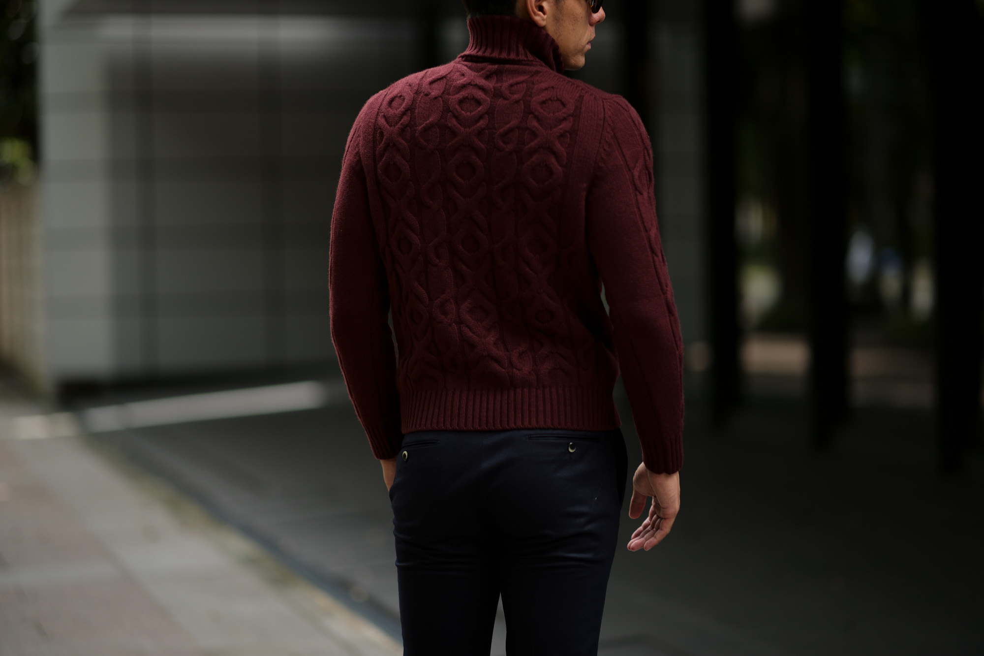 Settefili Cashmere (セッテフィーリ カシミア) Dolcevita Treccia Corona (カシミア タートルネック セーター) ローゲージ カシミア ニット セーター BORDEAUX (ボルドー・CG234) made in italy (イタリア製) 2018 秋冬新作 settefilicashmere 愛知 名古屋 alto e diritto アルトエデリット