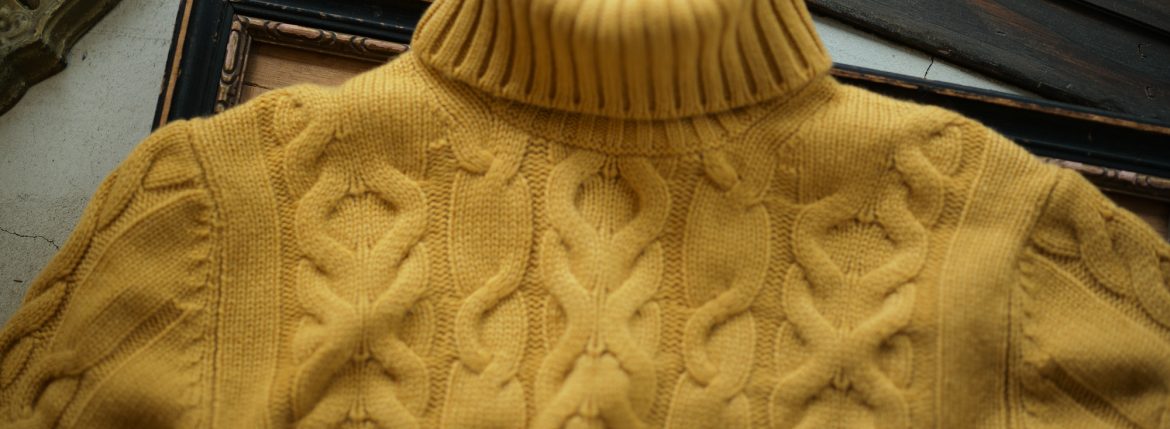 Settefili Cashmere (セッテフィーリ カシミア) Dolcevita Treccia Corona (カシミア タートルネック セーター) ローゲージ カシミア ニット セーター MUSTARD (マスタード・CG102) made in italy (イタリア製) 2018 秋冬新作 settefilicashmere 愛知 名古屋 alto e diritto アルトエデリット