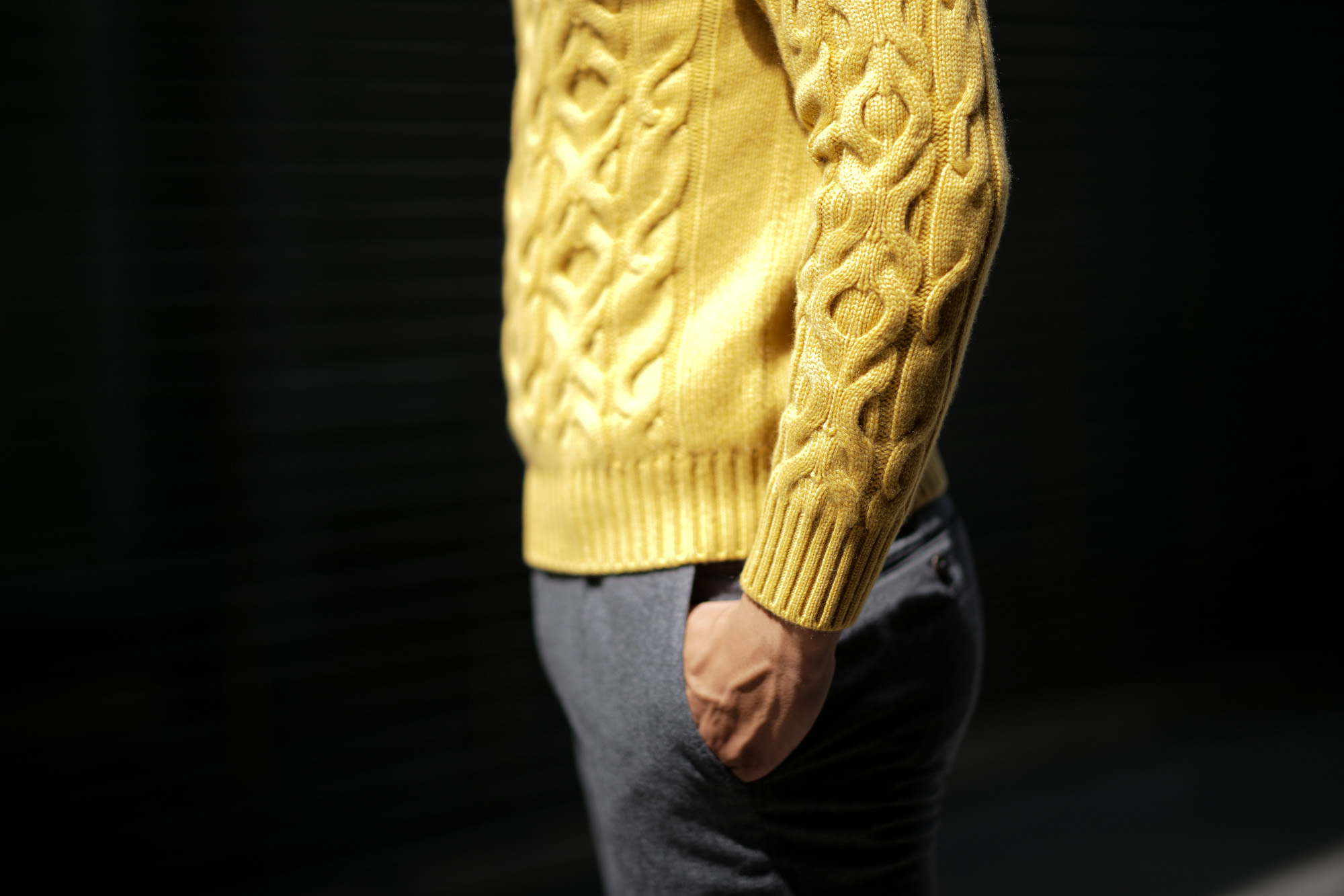 Settefili Cashmere (セッテフィーリ カシミア) Dolcevita Treccia Corona (カシミア タートルネック セーター) ローゲージ カシミア ニット セーター MUSTARD (マスタード・CG102) made in italy (イタリア製) 2018 秋冬新作 settefilicashmere 愛知 名古屋 alto e diritto アルトエデリット