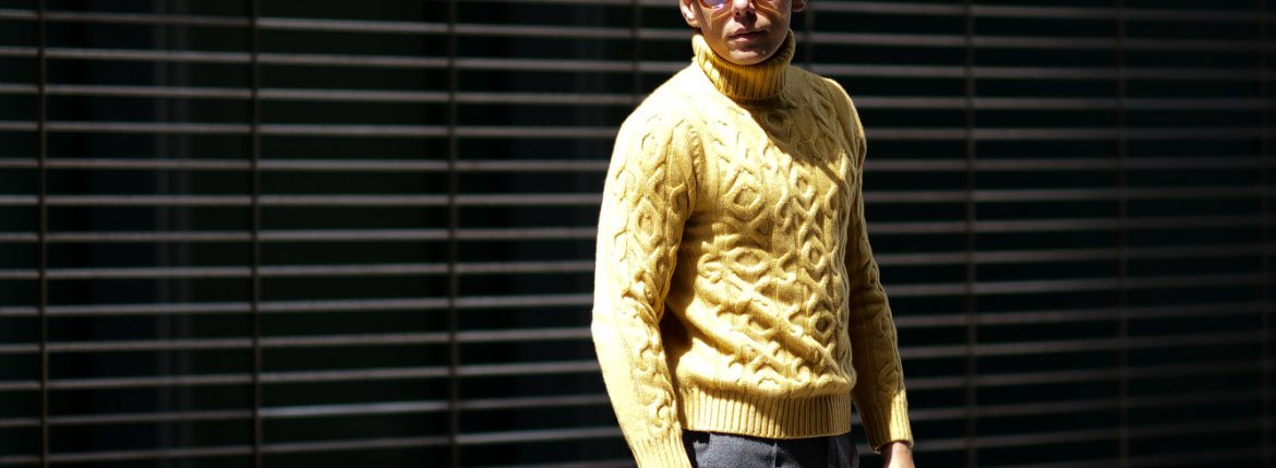 Settefili Cashmere (セッテフィーリ カシミア) Dolcevita Treccia Corona (カシミア タートルネック セーター) ローゲージ カシミア ニット セーター MUSTARD (マスタード・CG102) made in italy (イタリア製) 2018 秋冬新作のイメージ