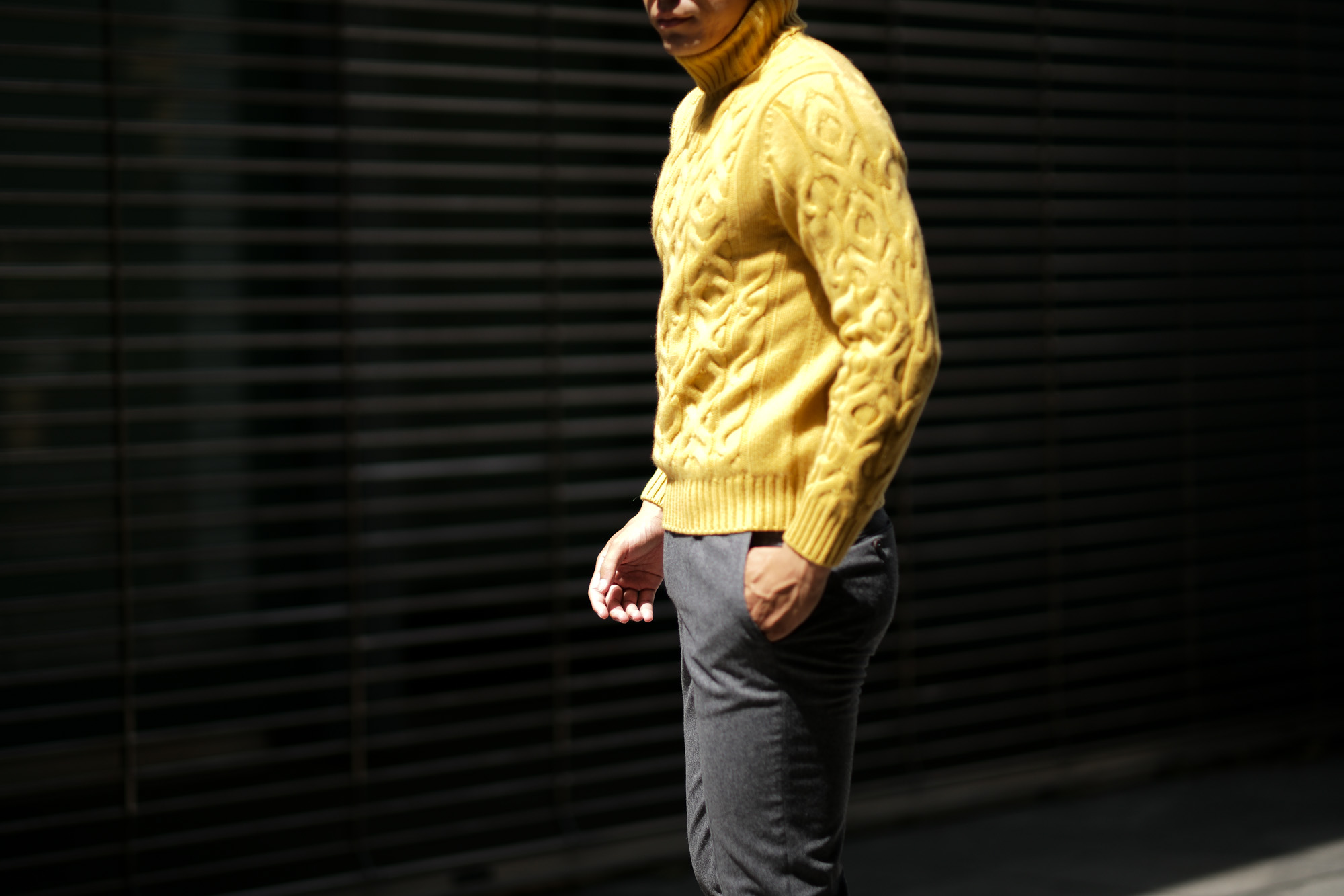 Settefili Cashmere (セッテフィーリ カシミア) Dolcevita Treccia Corona (カシミア タートルネック セーター) ローゲージ カシミア ニット セーター MUSTARD (マスタード・CG102) made in italy (イタリア製) 2018 秋冬新作 settefilicashmere 愛知 名古屋 alto e diritto アルトエデリット