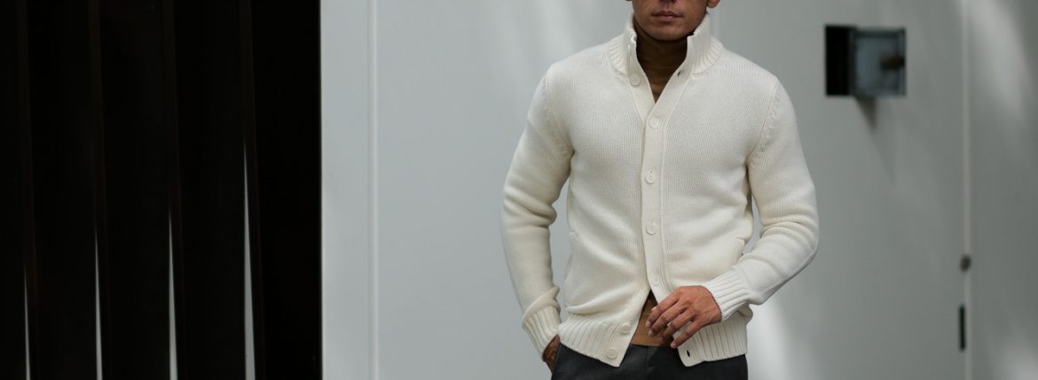 ZANONE (ザノーネ) CHIOTO Kyoto Cashmere (キョウト カシミア) ミドルゲージ カシミア ニット カーディガン ジャケット OFF WHITE (オフホワイト・Z4918) made in italy (イタリア製) 2018 秋冬新作 愛知 名古屋 Alto e Diritto アルト エ デリット alto e diritto アルトエデリット 42,44,46,48,50,52,54