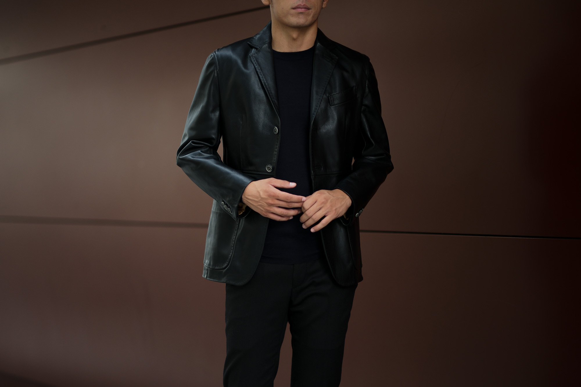 CINQUANTA (チンクアンタ) H613 SINGLE TAILORED JACKET CAVALLO (シングル テーラード ジャケット) ホースレザー ジャケット BLACK (ブラック・999) Made in italy (イタリア製) 2018 秋冬新作　 cinquanta チンクアンタ レザージャケット ジャケット 愛知 名古屋 Alto e Diritto アルト エ デリット