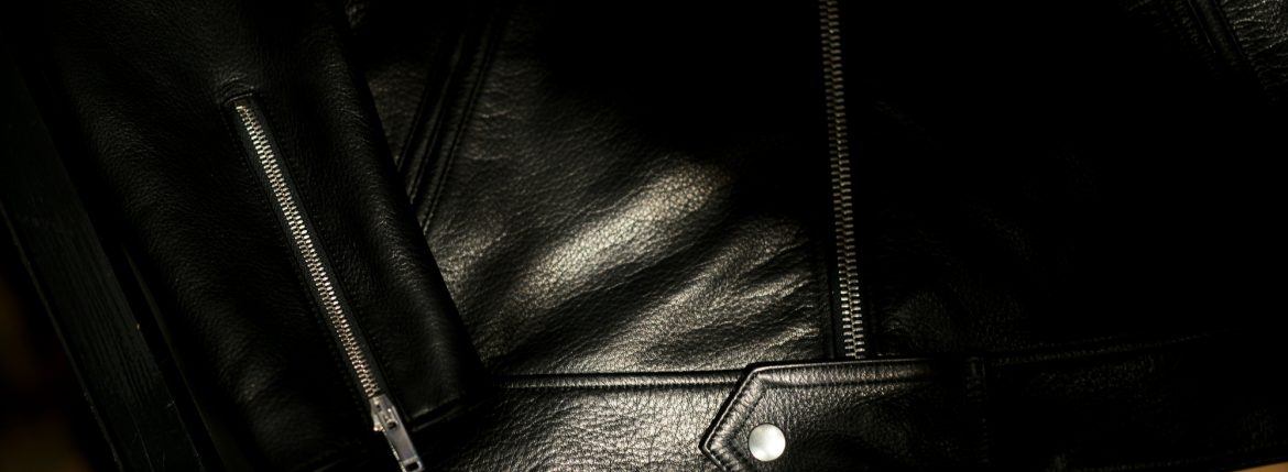 Cuervo (クエルボ) Satisfaction Leather Collection (サティスファクション レザー コレクション) TOM (トム) BUFFALO LEATHER (バッファロー レザー) シングル ライダース ジャケット BLACK (ブラック) MADE IN JAPAN (日本製) 2019 春夏のイメージ
