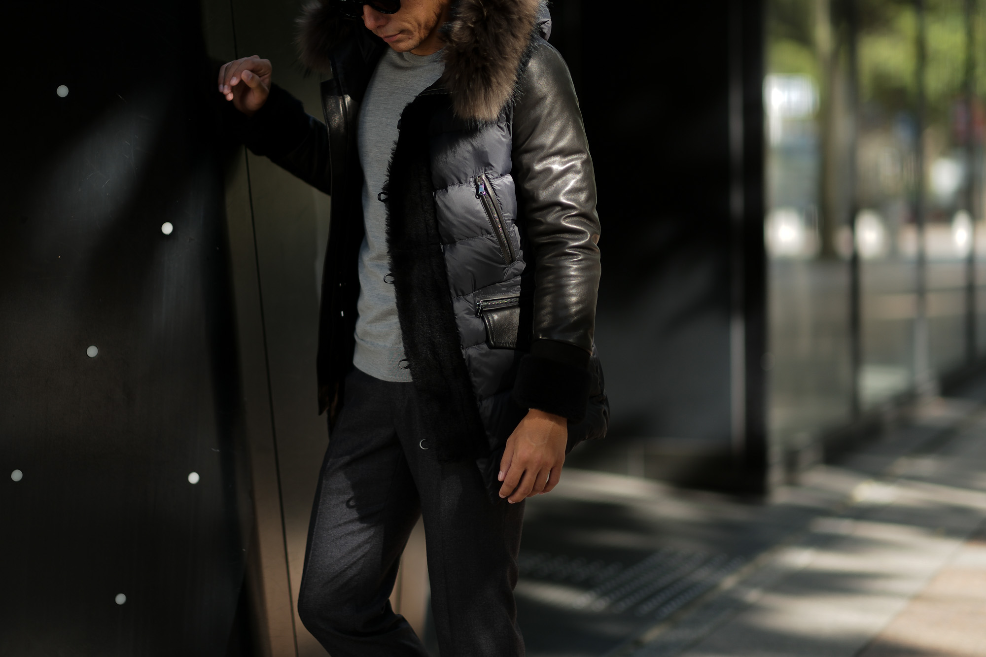 EMMETI (エンメティ) GREY (グレー) Lambskin Nappa Leather × Mouton