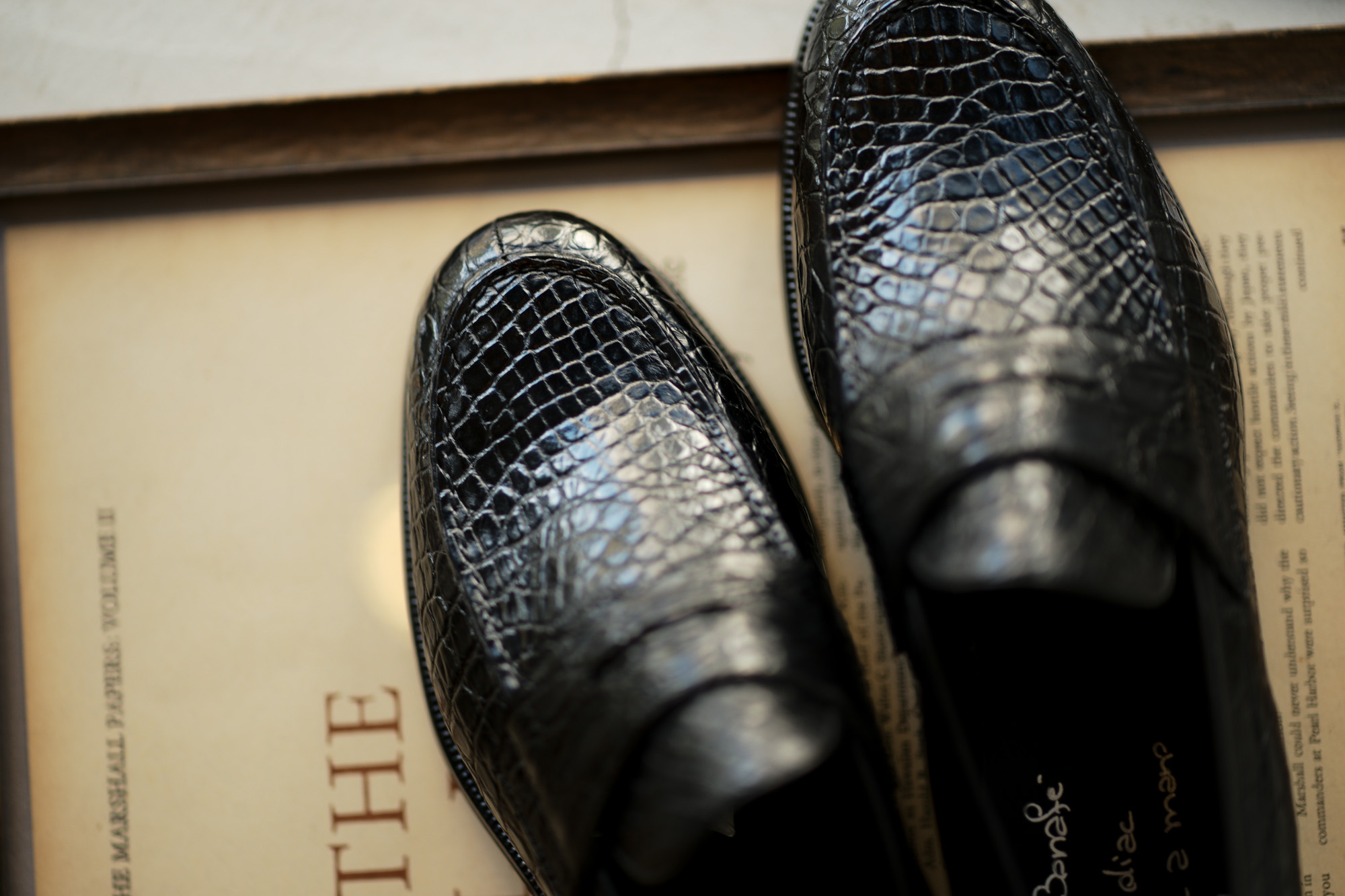 ENZO BONAFE (エンツォボナフェ) ART.3713 Coin Loafer コインローファー Crocodile クロコダイル エキゾチックレザーシューズ COCCO NERO (ブラック) made in italy (イタリア製) 2018秋冬新作 enzobonafe クロコ クロコローファー 愛知 名古屋 Alto e Diritto アルト エ デリット alto e diritto アルトエデリット