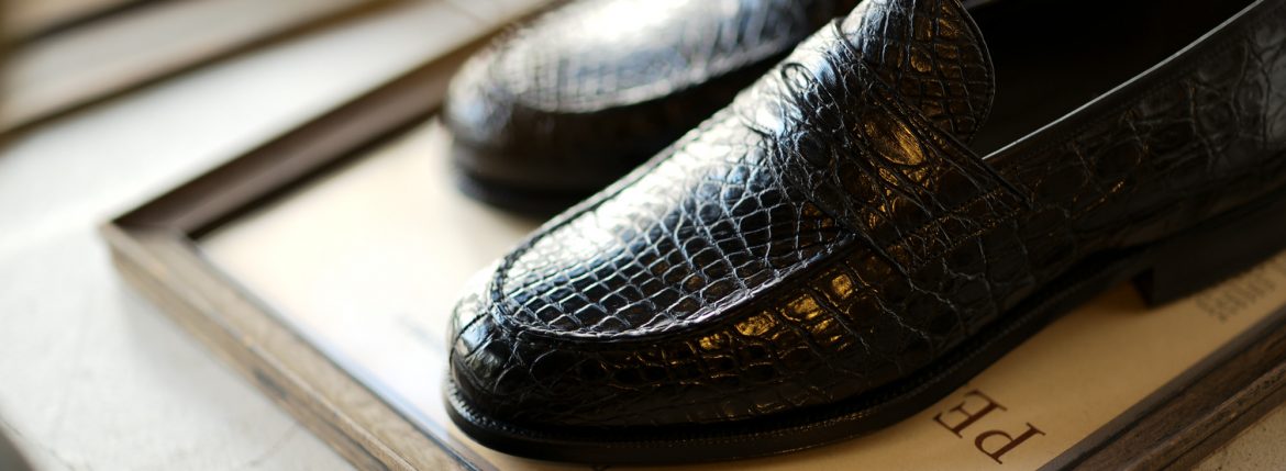 ENZO BONAFE (エンツォボナフェ) ART.3713 Coin Loafer コインローファー Crocodile クロコダイル エキゾチックレザーシューズ COCCO NERO (ブラック) made in italy (イタリア製) 2018秋冬新作 enzobonafe クロコ クロコローファー 愛知 名古屋 Alto e Diritto アルト エ デリット alto e diritto アルトエデリット