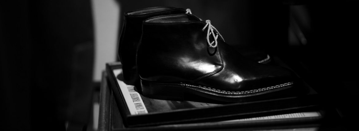 ENZO BONAFE(エンツォボナフェ) ART.3722 Chukka boots チャッカブーツ Horween Shell Cordovan Leather ホーウィン社 シェルコードバンレザー ノルベジェーゼ製法 チャッカブーツ コードバンブーツ　NERO(ブラック)  made in italy (イタリア製) 2019 春夏 【ご予約開始】【特別限定販売】のイメージ