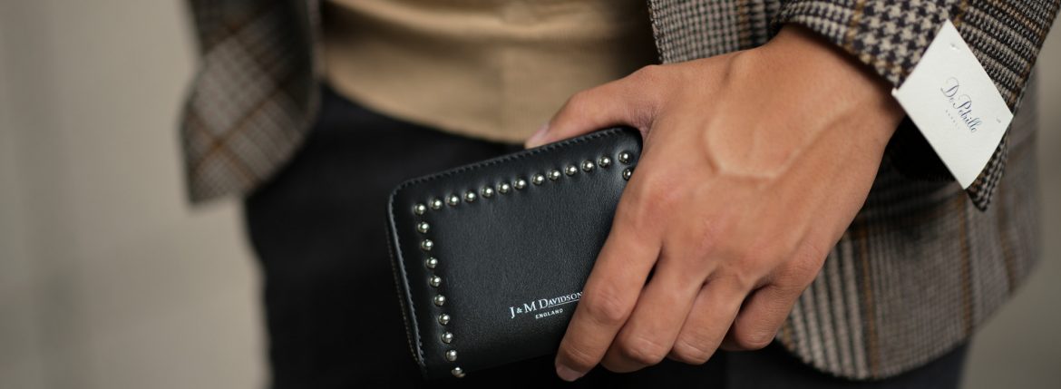 J&M DAVIDSON (ジェイアンドエムデヴィッドソン) JET SET COLLECTION (ジェットセット コレクション) SMALL ZIP PURSE WITH STUDS (スモール ジップ パース ウィズ スタッズ) 10131N CALF LEATHER (カーフレザー) 折財布 ショートウォレット BLACK (ブラック・9990) Made in spain (スペイン製) 2018 秋冬新作 jmdavidson 愛知 名古屋 Alto e Diritto アルト エ デリット