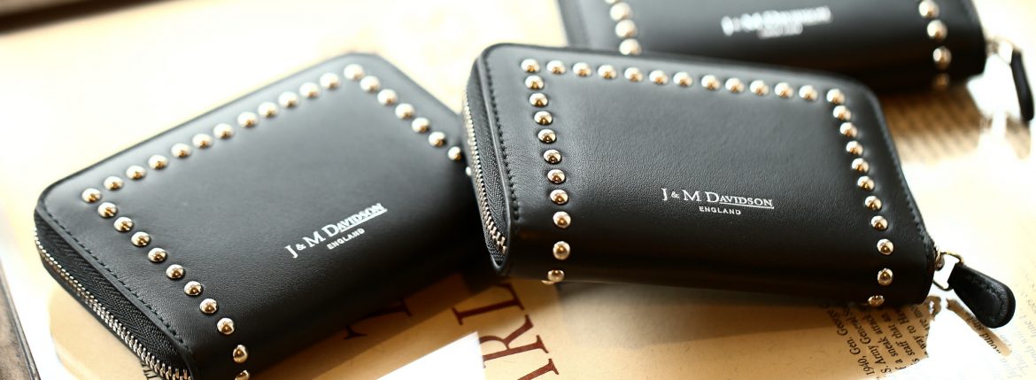 J&M DAVIDSON (ジェイアンドエムデヴィッドソン) JET SET COLLECTION (ジェットセット コレクション) SMALL ZIP PURSE WITH STUDS (スモール ジップ パース ウィズ スタッズ) 10131N CALF LEATHER (カーフレザー) 折財布 ショートウォレット BLACK (ブラック・9990) Made in spain (スペイン製) 2018 秋冬新作 jmdavidson 愛知 名古屋 Alto e Diritto アルト エ デリット