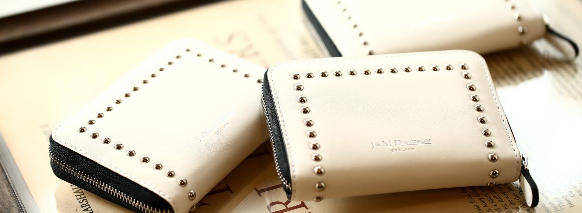 J&M DAVIDSON (ジェイアンドエムデヴィッドソン) JET SET COLLECTION (ジェットセット コレクション) SMALL ZIP PURSE WITH STUDS (スモール ジップ パース ウィズ スタッズ) 10131N CALF LEATHER (カーフレザー) 折財布 ショートウォレット NEW WHITE (ニューホワイト・0150) Made in spain (スペイン製) 2018 秋冬新作 jmdavidson 愛知 名古屋 Alto e Diritto アルト エ デリット