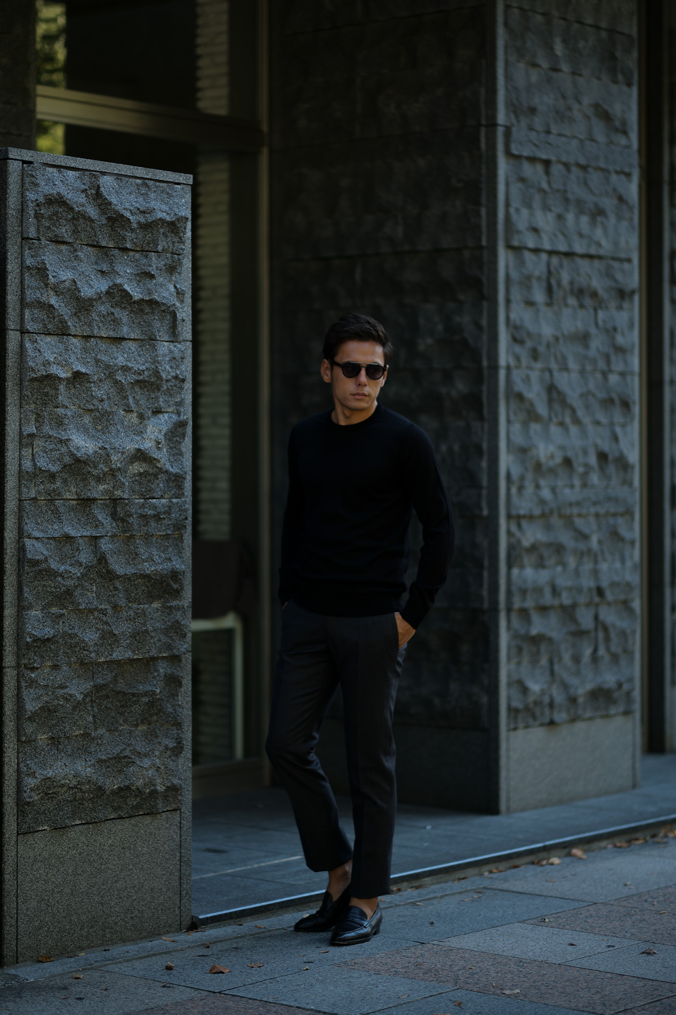 JOHN SMEDLEY (ジョンスメドレー) IMPERIAL KASHMIR (カシミアシリーズ) NORLAND (ノーランド) CASHMERE × SILK (カシミア × シルク) シルクカシミア クルーネックセーター BLACK (ブラック) Made in England (イギリス製) 2018 秋冬新作 johnsmedley 愛知 名古屋 ALTO E DIRITTO アルトエデリット