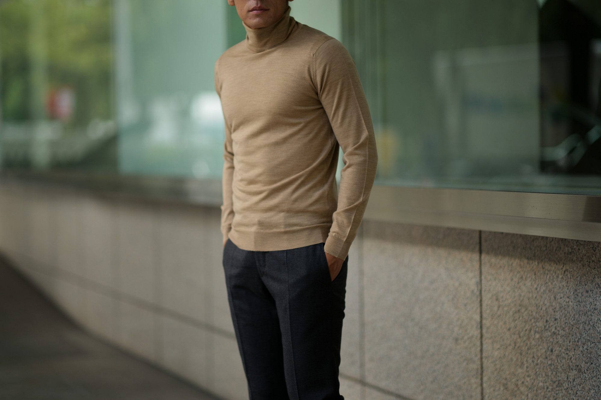  JOHN SMEDLEY (ジョンスメドレー) IMPERIAL KASHMIR (カシミアシリーズ) ARLINGTON (アーリントン) CASHMERE × Merino Wool (カシミア × メリノウール) 30ゲージ カシミアウール タートルネックセーター DARK CAMEL (ダークキャメル) Made in England (イギリス製) 2018 秋冬新作 johnsmedey カシミヤ 愛知 名古屋 alto e diritto altoediritto アルトエデリット